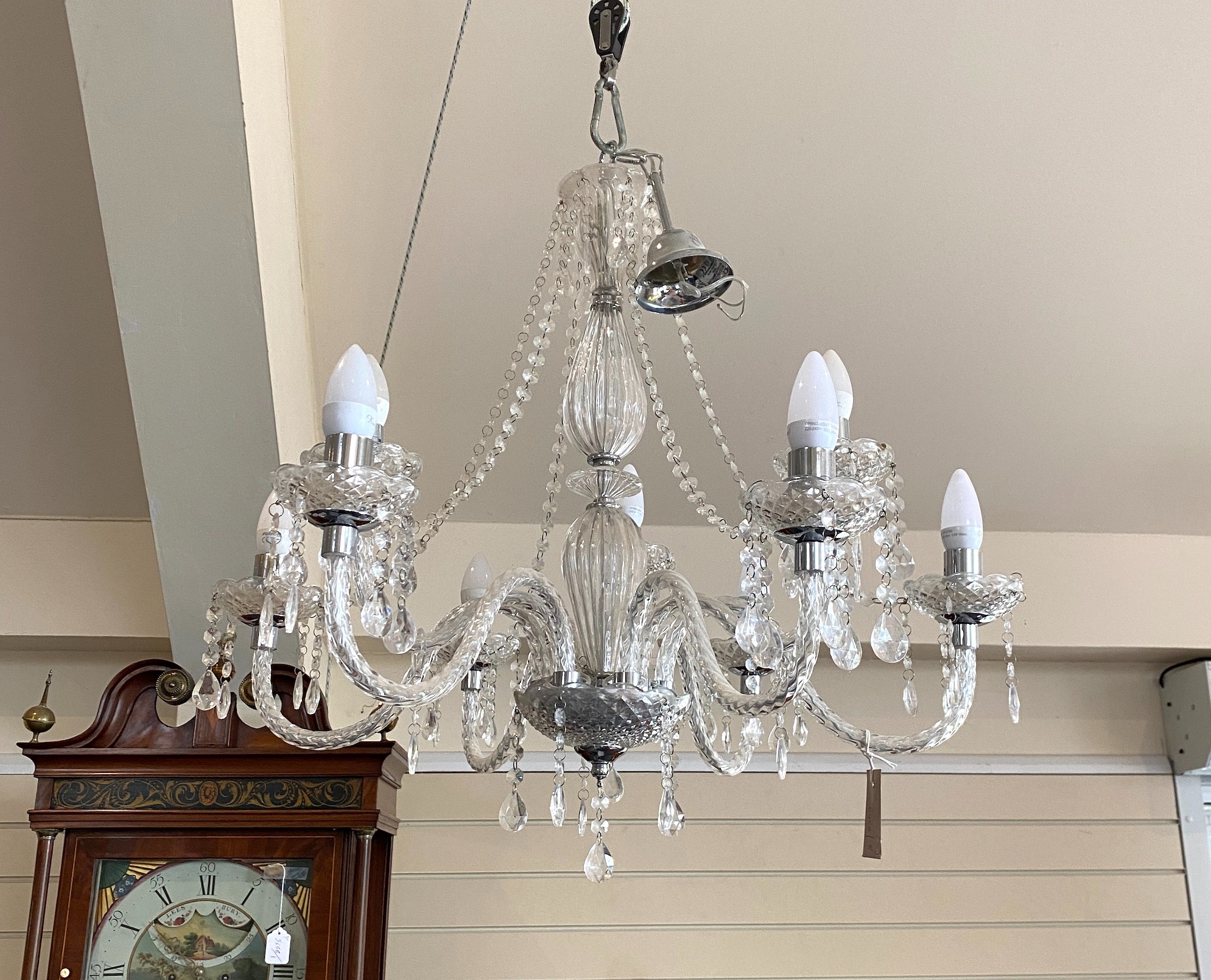 A pair of modern Venetian style eight branch glass electroliers, 60cm drop
